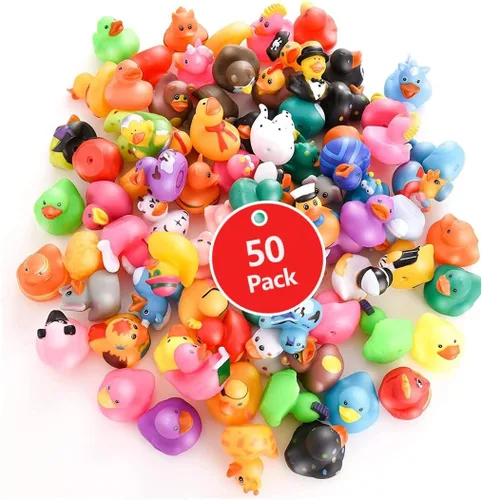 Vista 9 de Patos de goma para Jeep Ducking, 50 patos de goma surtidos para juegos de patitos, ducking de Jeeps, cruceros y baño, juego en la piscina, pequeño