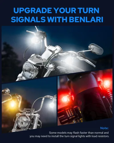 Vista 7 de Benlari Nueva versión 1157 Bombillas LED intermitentes, luces traseras delanteras de 2 pulgadas con lentes ahumados aptos para Harley Davidson