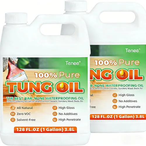 Vista 8 de Aceite Tung puro de 33 onzas líquidas, resistente al agua, fortalece y protege la madera, da a tus proyectos de madera un acabado de aceite Tung