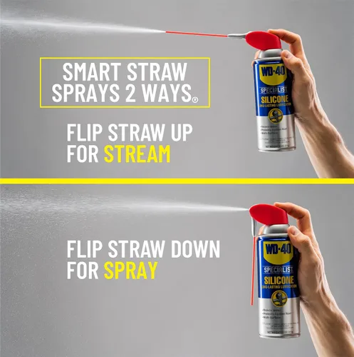Vista 3 de WD-40 Specialist Lubricante de silicona con aerosoles inteligentes de paja de 2 maneras, paquete doble, 11 onzas, [paquete de 12]