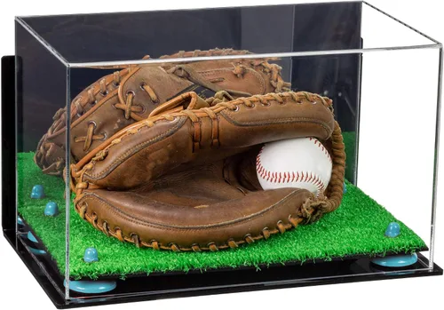 Vista 77 de Better Display Cases Vitrina de guantes de béisbol de acrílico transparente con elevadores negros (A011/V16)