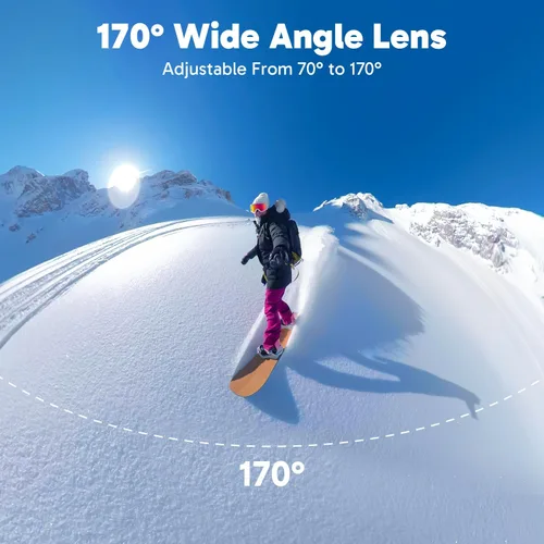 Vista 4 de Dragon Touch Cámara de acción 4K - Visión 3 20 MP Cámara impermeable subacuática con zoom 4X 170° Cámara deportiva WiFi de gran angular con control