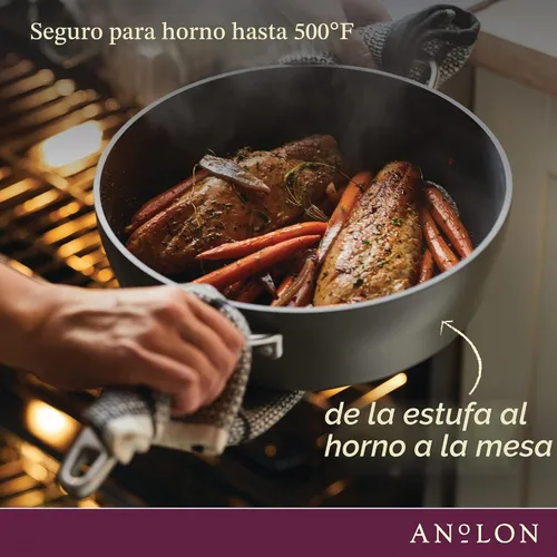 Vista 4 de Anolon Allure - Sartén para parrilla cuadrada profunda, anodizado duro, antiadherente, 11 pulgadas, color gris oscuro