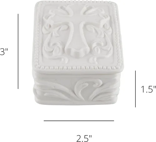 Vista 4 de Autom Joyero con cruz de porcelana blanca (rectángulo)