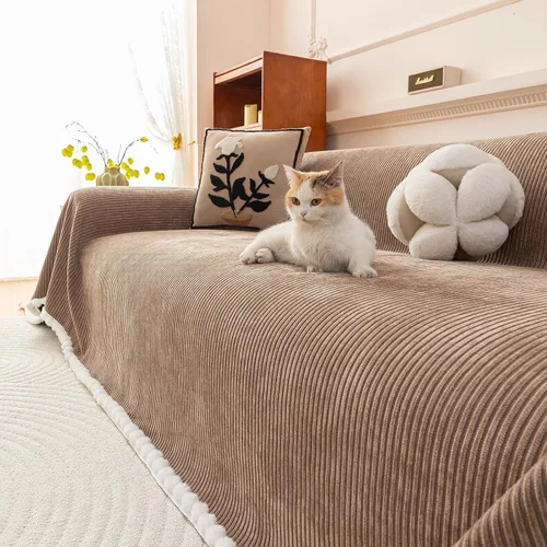 Vista 66 de ROOMLIFE Funda de sofá con estampado de leopardo para sofá de 3 plazas, lavable, protector de muebles para perros, funda de sofá suave