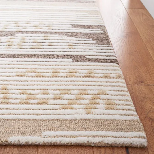 Vista 5 de Martha Stewart x Safavieh Colección de alfombras de área, alfombra de 8 pies, natural y marrón, lana hecha a mano, ideal para sala de estar