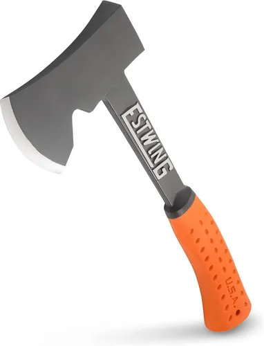 Vista 8 de ESTWING Camper's Axe - Hacha azul de 14 pulgadas fabricada en Estados Unidos con extractor de estacas para tienda de campaña y agarre de reducción