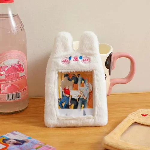 Vista 6 de Lindo oso de cerdo de peluche Kpop para tarjeta fotográfica, estuche de pase, funda de tarjeta de identificación, bolsa colgante llavero peludo