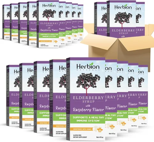 Vista 9 de Herbion Naturals Jarabe de saúco – Sistema inmunológico saludable para adultos y niños (1 año +) – Miel endulzada con sabor natural a frambuesa