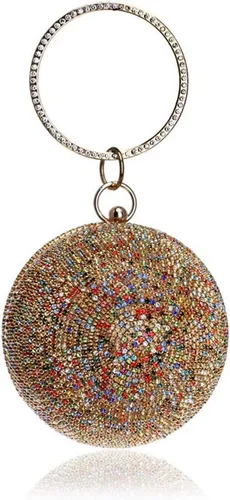 Vista 2 de Bolso de mano con forma de bola, bolso de fiesta, bolso de noche con mango de anillo de diamantes