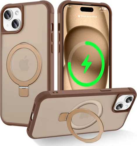 Vista 32 de CHAOFEnG Funda magnética compatible con iPhone 11 con soporte, prueba de caídas de grado militar, compatible con imán, anillo translúcido, parte