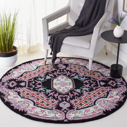 Vista 38 de SAFAVIEH Bellagio Collection - Alfombra decorativa de 2 x 3 pies, azul y rosa, hecha a mano de lana de medallón, ideal para zonas de alto tráfico