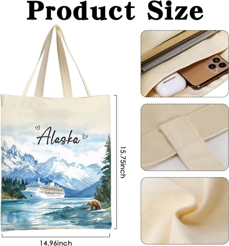 Vista 5 de Bolsa de Lona VeloKomo para Regalo - Divertidas Bolsas de Tela Reutilizables Vintage para Mujeres Amantes de las Compras y la Lectura
