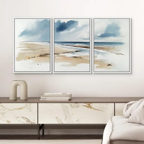 Vista 16 de SIGNWIN Lienzo enmarcado para pared, juego de arte neutro de bosque brumoso, ilustraciones en tono tierra, arte moderno, decorativo, bohemio