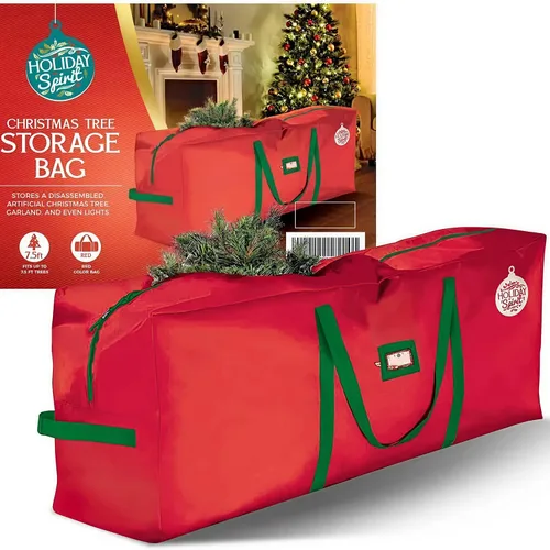 Vista 11 de HOLIDAY SPIRIT Bolsa de almacenamiento para árbol de Navidad, bolsa impermeable para árbol de Navidad con asas reforzadas duraderas y cremalleras