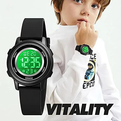 Vista 5 de Relojes digitales para mujer, pantalla LED, correa de silicona, reloj militar, multifunción, impermeable, alarma, cronómetro, retroiluminación LED