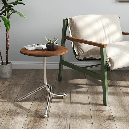 Vista 6 de Mesa auxiliar redonda pequeña 15.75 ″ x19.69 ″ - Mesas auxiliares modernas para espacios pequeños y sala de estar