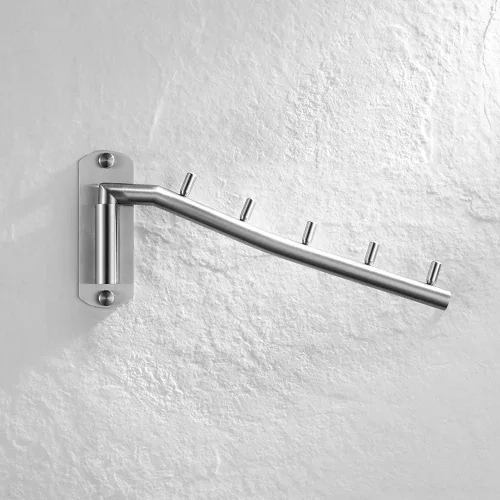 Vista 4 de JQK - Percha plegable para colgar en la pared, gancho de acero inoxidable con soporte para brazo oscilante, sistema colgante de ropa, organizador