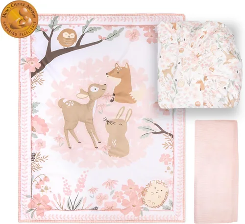Vista 2 de El juego de ropa de cama de 3 piezas The Peanutshell para cuna de bebé para niñas - Decoración de cama de recién nacida, bebé y niña con sábana