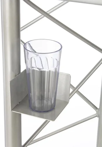 Vista 4 de Atril de armadura para altavoz, 27 pulgadas de ancho x 48 pulgadas de alto x 18.5 pulgadas de profundidad, incluye soporte para tazas, soporte