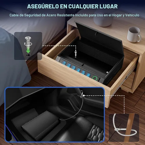 Vista 7 de Caja fuerte biométrica para pistolas, apta para pistolas de 2 a 3