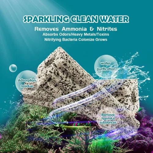 Vista 5 de NEZO Medios de filtro para tanque de peces de acuario de 6 pulgadas, 50 piezas de bloques de cerámica biológica gris de alta densidad para acuario