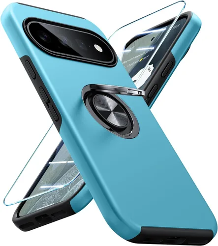 Vista 19 de JAME Funda delgada para Google Pixel 7 Pro, soporte de anillo a prueba de Azul