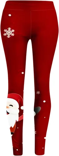 Vista 3 de EDCRF Leggings for Women ChristmasHigh-Waisted Christmas Printed Capris Peached Fishnet Tights Fall Party