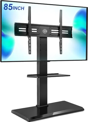 Vista 8 de FITUEYES - Soporte giratorio de suelo para TV, base de hierro, con ménsulas de montaje, para ahorro de espacio; para televisores LCD, LED, OLED