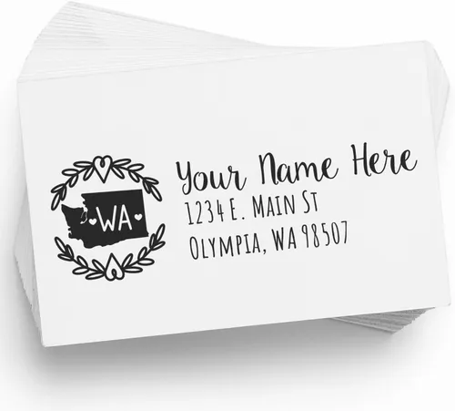 Vista 19 de State of Alabama Wreath Duo Hand Address Stamp - Personalized Rubber Stamp Montaje manual Duo