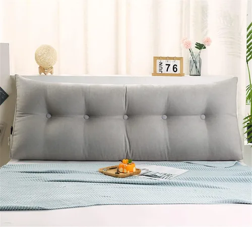 Vista 8 de Cojín grande triangular para cabecero, suave para cabecero, cojín para sofá cama, soporte de posicionamiento, almohada de lectura de cuña, gris