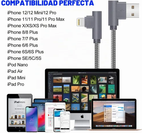 Vista 6 de APFEN Paquete de 3 cables de carga para iPhone 14 de 6 pies y 90 grados