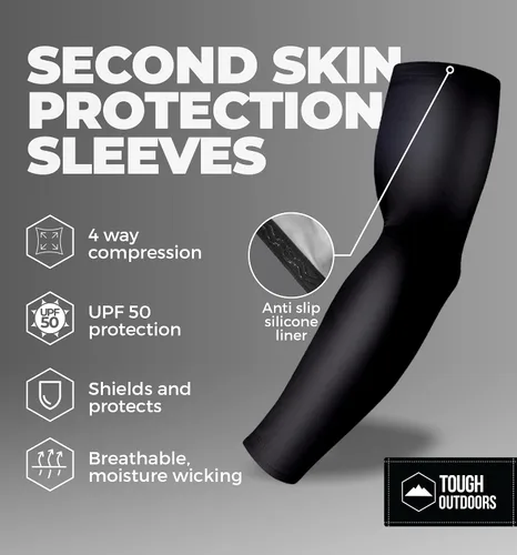 Vista 3 de Tough Outdoors Mangas deportivas de compresión para hombres y mujeres, para jóvenes, niños, baloncesto, tiro de fútbol, béisbol