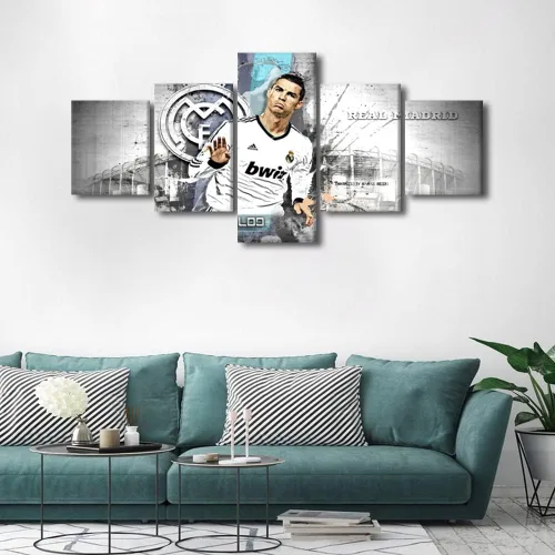 Vista 2 de TUMOVO Lienzo decorativo para pared, cuadro de Cristiano Ronaldo, cuadros de club de fútbol, impresiones en lienzo, póster de arte de pared, arte