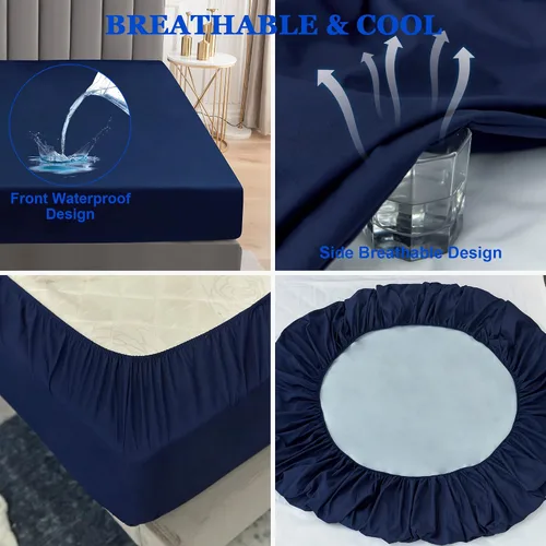 Vista 20 de Protector de colchón impermeable, suave y transpirable, lavable a máquina, sin ruido, con bolsillo profundo de 10 pulgadas, tamaño individual Borgoña