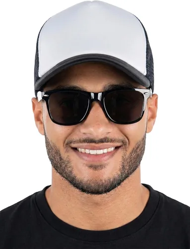 Vista 24 de Funky Junque Sombrero de camionero ligero Snapback de espuma de malla en Negro/Negro
