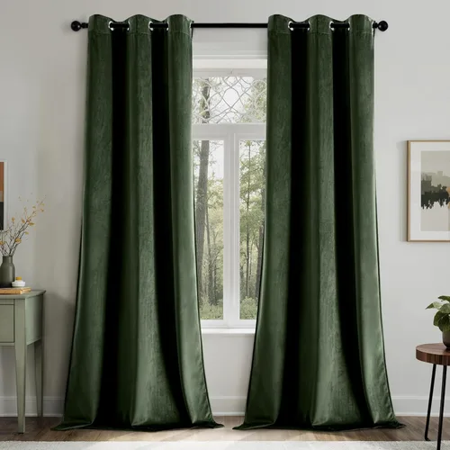 Vista 50 de EMEMA Cortinas de terciopelo negro, 2 paneles de 40 x 63 pulgadas de largo, bolsillo trasero para barra