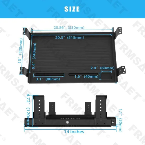 Vista 4 de FRMSAET Cajón de teclado para debajo del escritorio Bandeja multiusos Cajón Negro