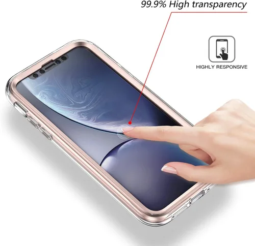 Vista 6 de Asuwish Funda de teléfono para iPhone XR 6.1 con protector de pantalla híbrida de lujo, lindo mármol, a prueba de golpes, cuerpo completo, duro