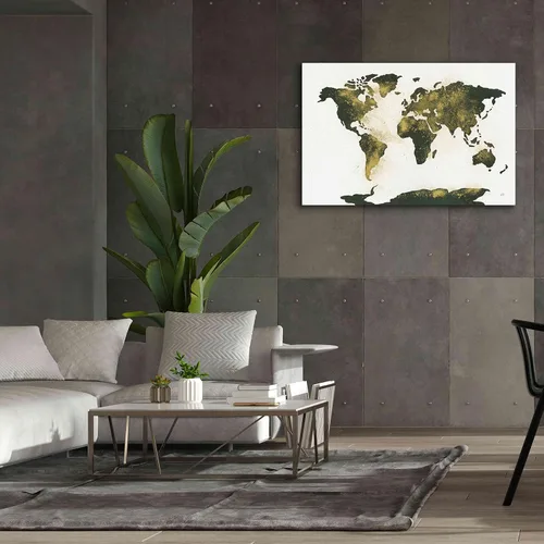 Vista 6 de Epic Graffiti 'World Map Gold Dust' por Chris Paschke, lienzo de arte de pared Giclée, 60 x 40 pulgadas