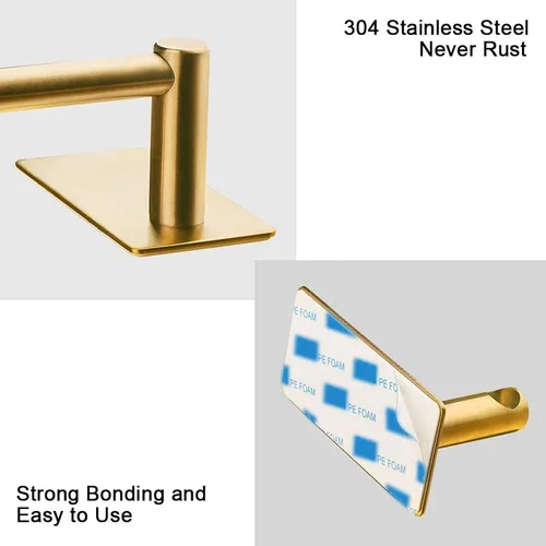 Vista 3 de NearMoon toallero de barra autoadhesivo de acero inoxidable para baño, soporte para colgar toallas en la pared, estilo contemporáneo, sin