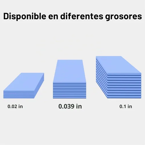 Vista 2 de UCEC 30 almohadillas térmicas de silicona GPU, almohadilla térmica reutilizable de CPU 0.5/1.5/1/0.039 in Azul 0.020 in/0.039 in/0.059 in