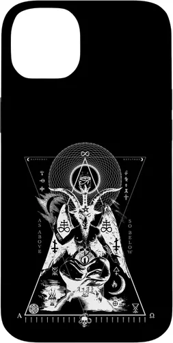 Vista 15 de iPhone 16 BAPHOMET - Como arriba y abajo - Funda de geometría sagrada oculta