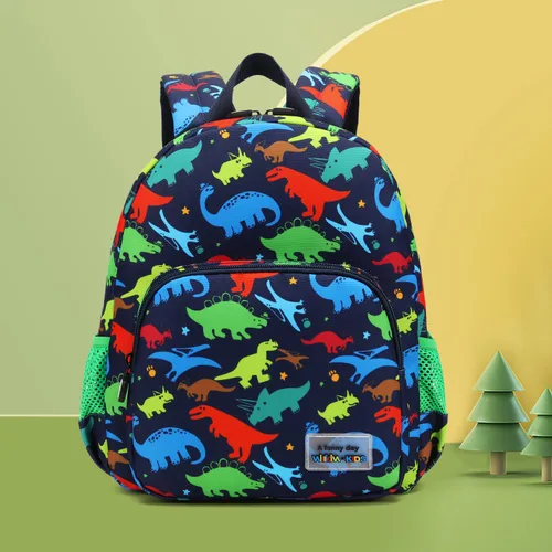 Vista 2 de Mochila de dinosaurio 3D para niños y niñas, mochila impermeable para preescolar con arnés de seguridad (dinosaurio mecánico)