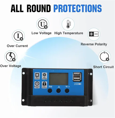 Vista 6 de Kit de panel solar de 300 W DC 12 V 24 V 50 A cargador solar de alta eficiencia IP67 impermeable con controlador para autocaravana RV