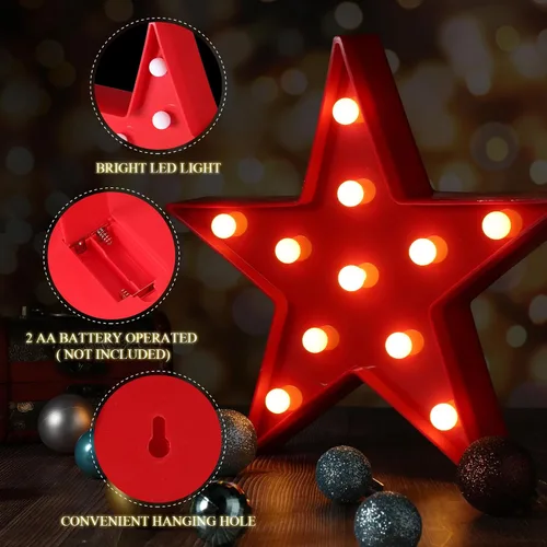 Vista 3 de Tarpop 4 piezas de luz nocturna de plástico con forma de estrella, funciona con pilas, letrero de estrella, letrero de estrella, decoración de cine