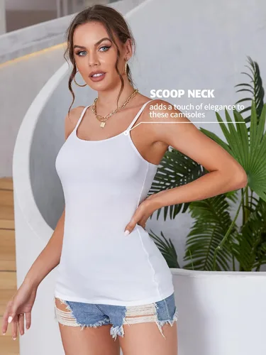 Vista 61 de Camisa Attraco de algodón, con tirantes estilo espagueti, con brasier incorporado, 2 paquetes, para mujer