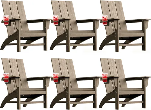 Vista 11 de Silla Adirondack moderna, sillas de patio de plástico HDPE para todo tipo de clima, silla para hoguera, sillas de césped al aire libre para terraza