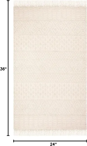 Vista 2 de SAFAVIEH Natura Collection - Alfombra decorativa de 2 x 3 pies, color marfil, con flecos de lana marroquí bohemia, hecha a mano, ideal para zonas