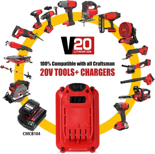 Vista 5 de [Usado] DSANKE CMCB204 6000mAh 20V batería de iones de litio de repuesto para Craftsman V20 batería de iones de litio CMCB204 CMCB204-2 CMCB202